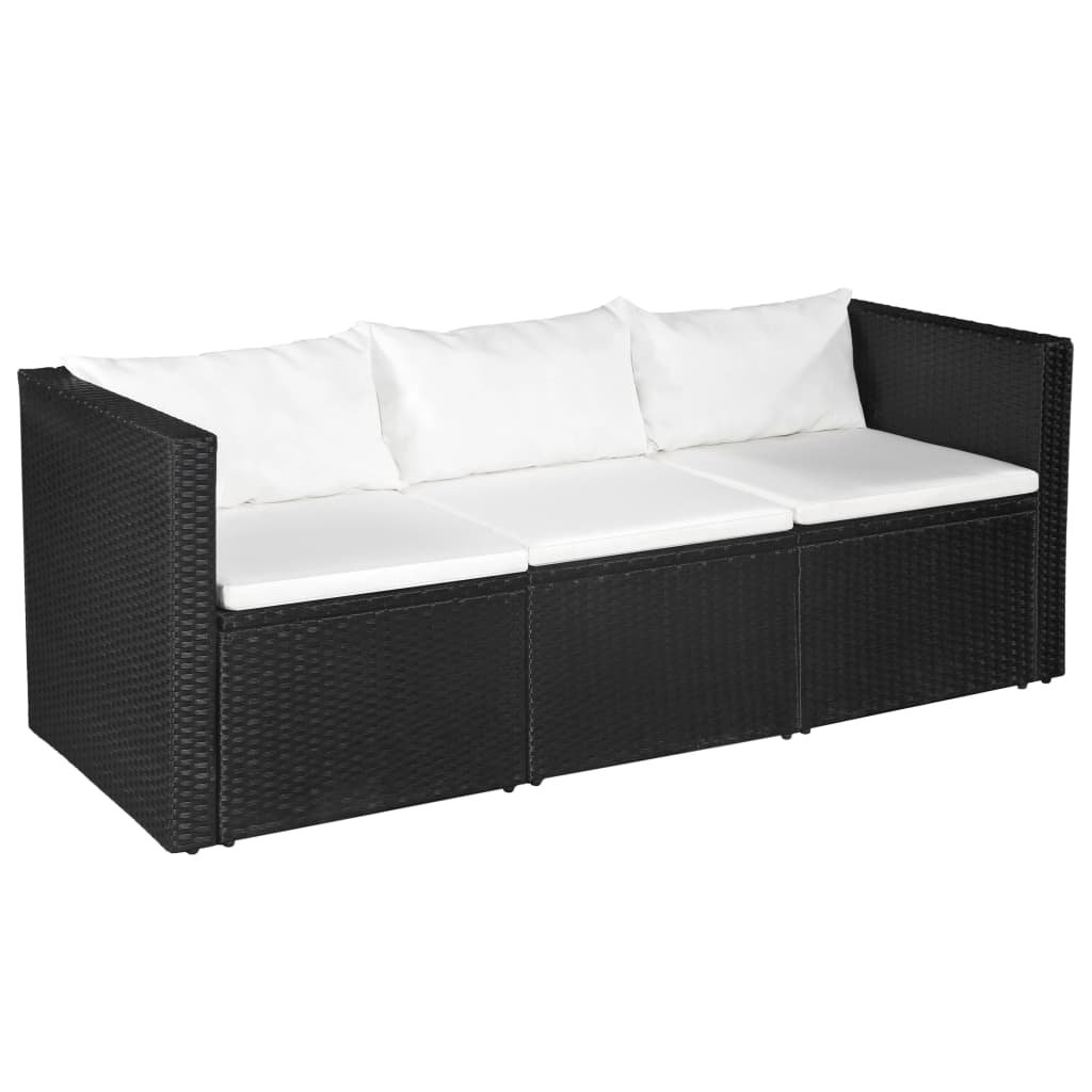 4 Piece Garden Lounge Set Poly Rattan Black And White