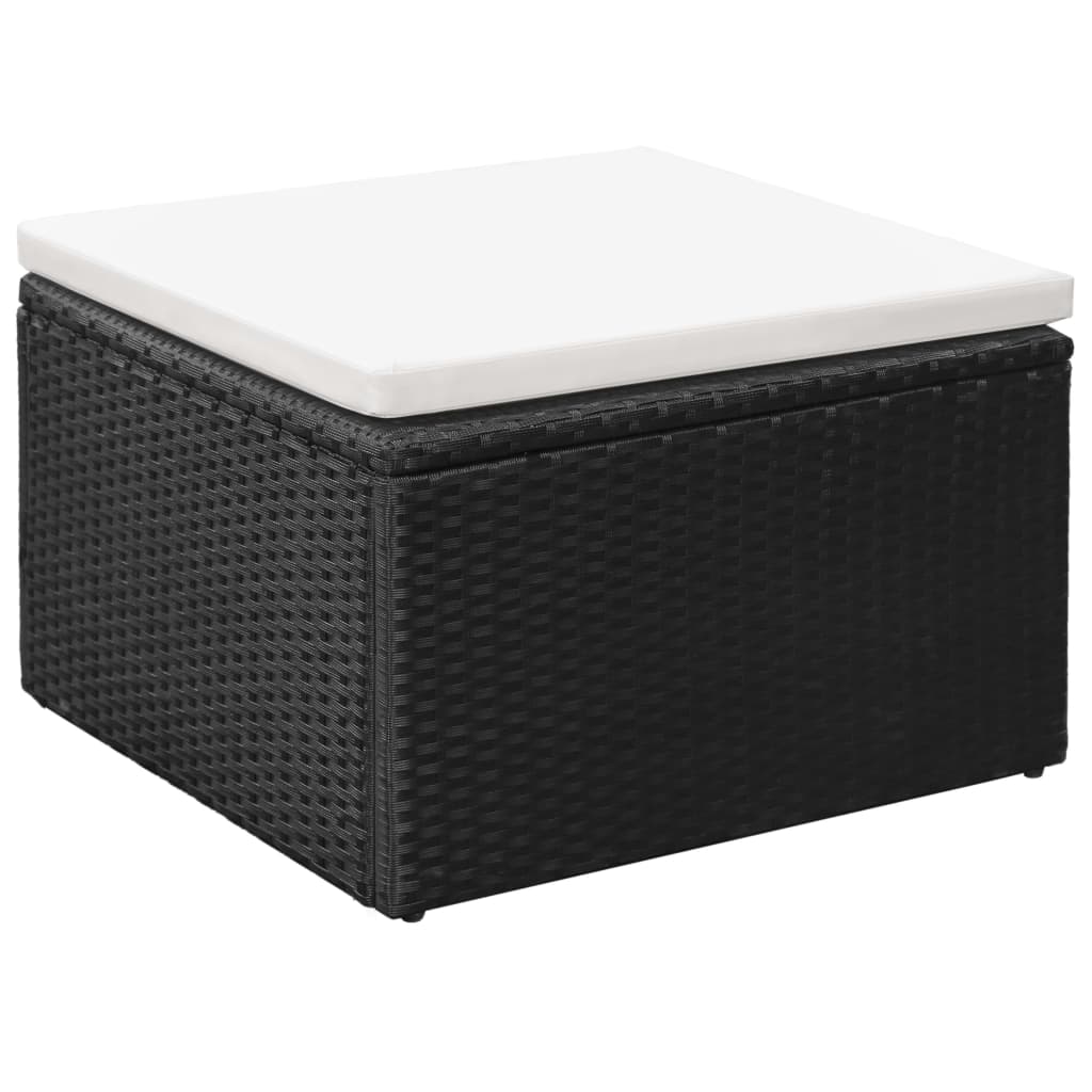 4 Piece Garden Lounge Set Poly Rattan Black And White
