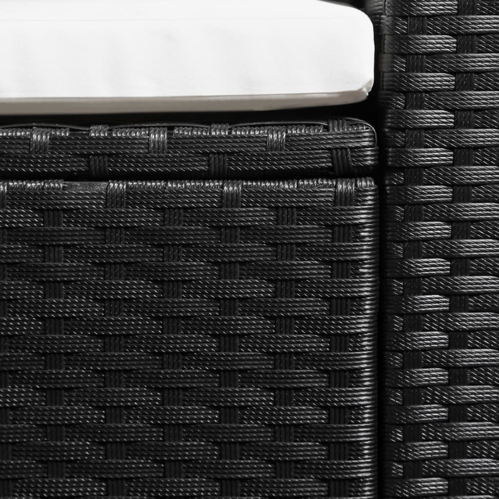 4 Piece Garden Lounge Set Poly Rattan Black And White