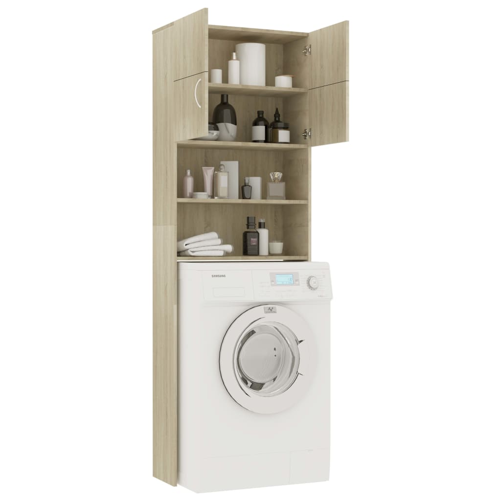 Washing Machine Cabinet Sonoma Oak 64X25.5X190 Cm Engineered Wood