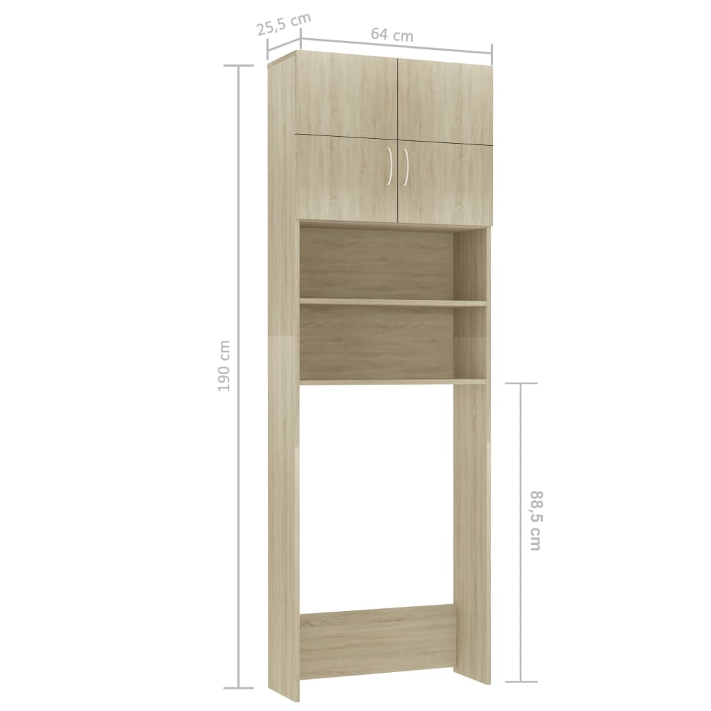 Washing Machine Cabinet Sonoma Oak 64X25.5X190 Cm Engineered Wood