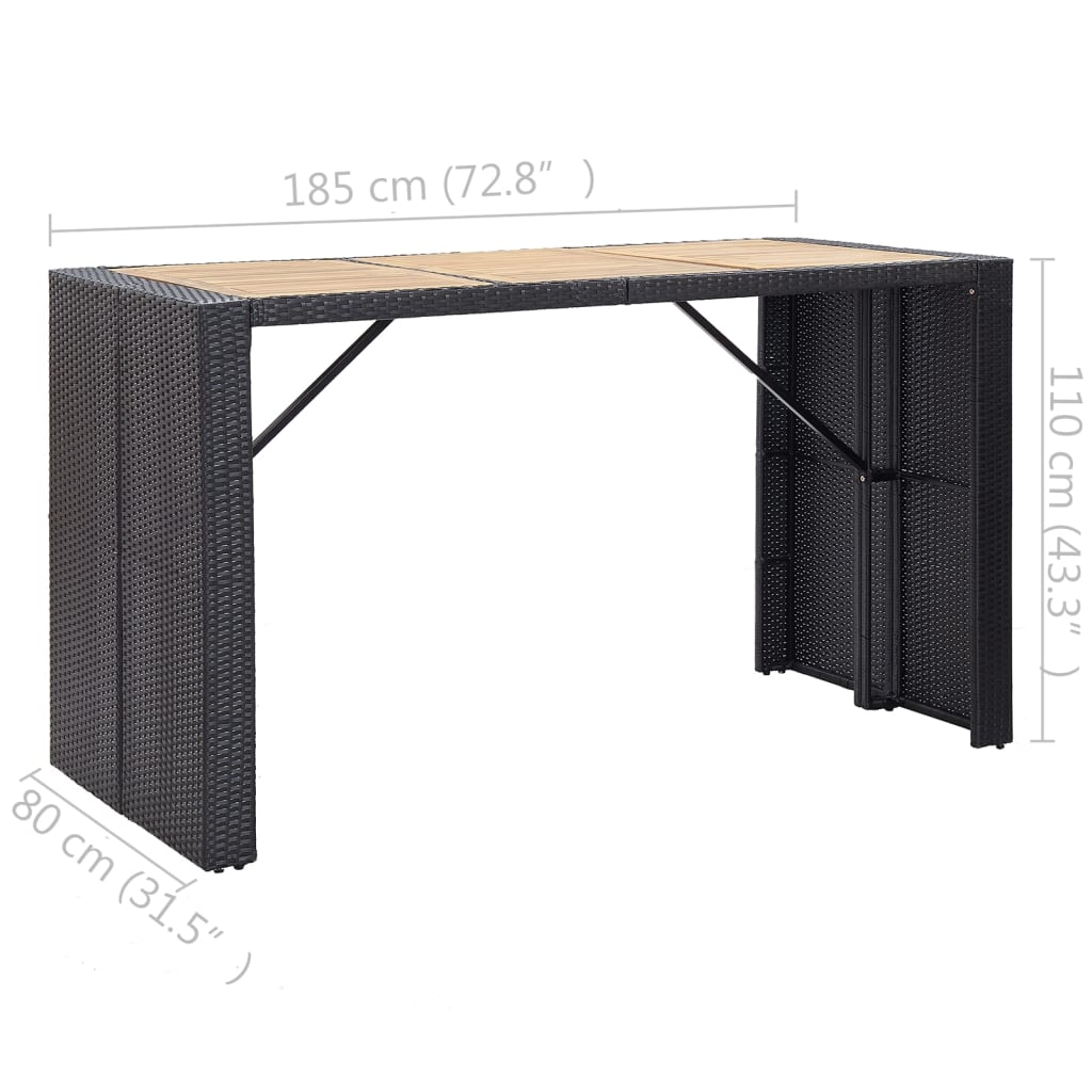 7 Piece Outdoor Bar Set With Cushions Poly Rattan