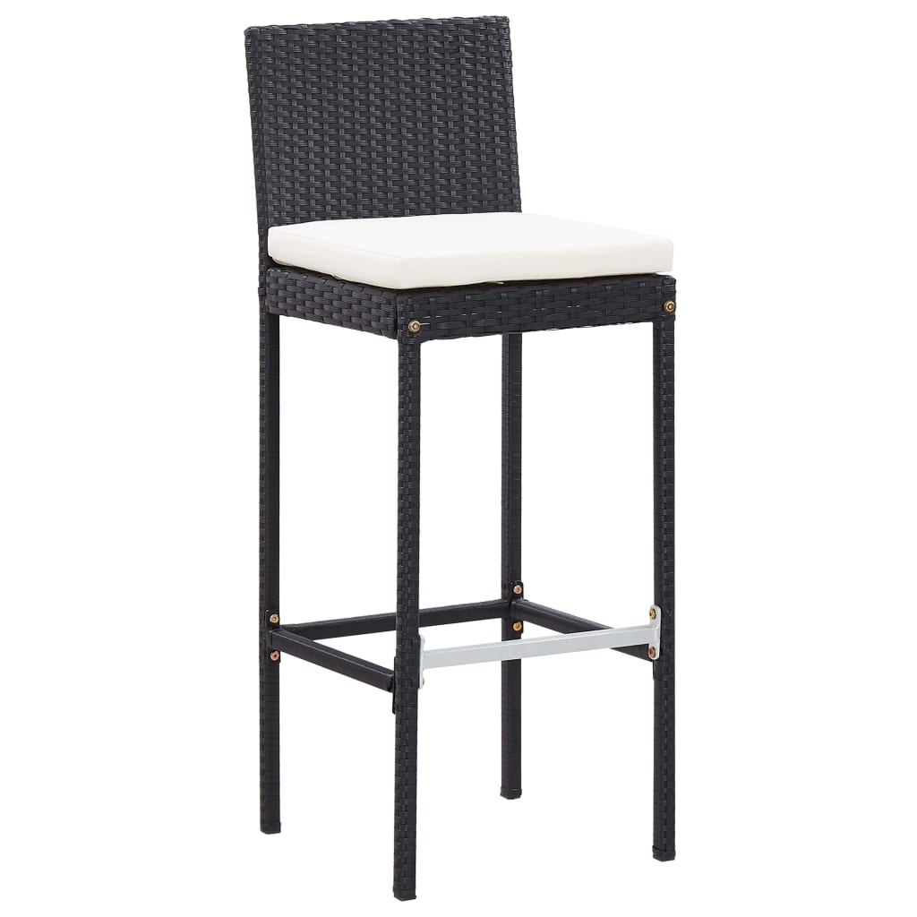 7 Piece Outdoor Bar Set With Cushions Poly Rattan