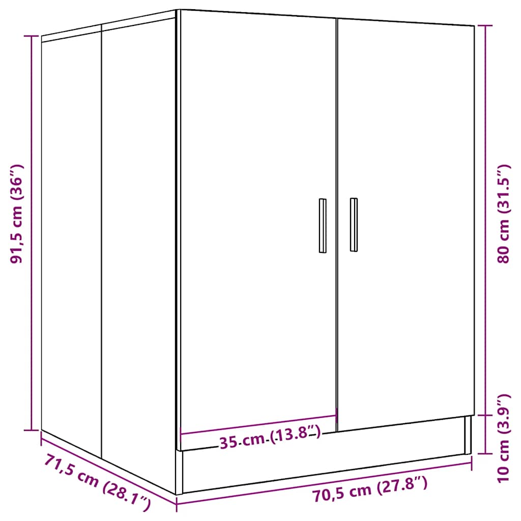 Washing Machine Cabinet Sonoma Oak 71X71.5X91.5 Cm