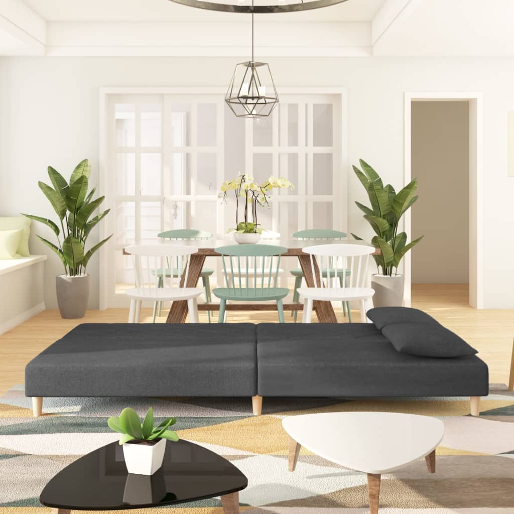 2-Seater Sofa Bed With Two Pillows Fabric