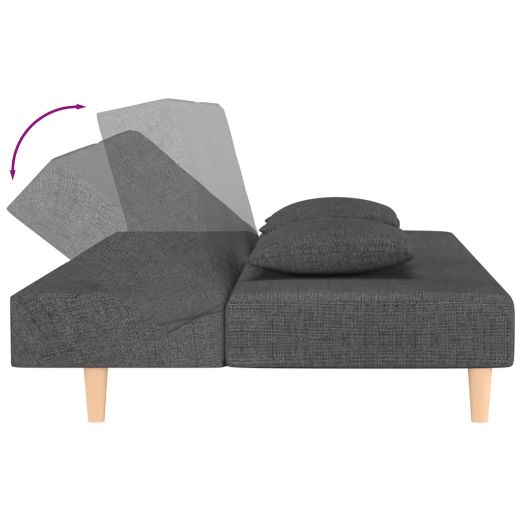 2-Seater Sofa Bed With Two Pillows Fabric