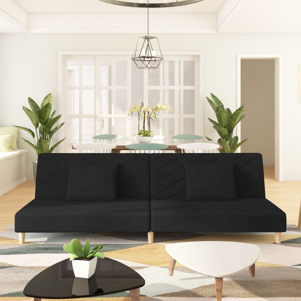 2-Seater Sofa Bed With Two Pillows Fabric
