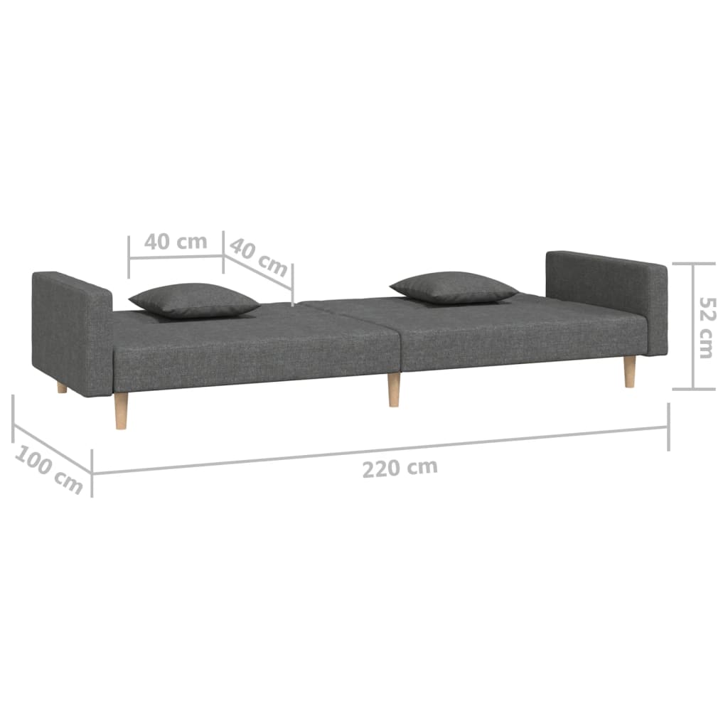 2-Seater Sofa Bed With Two Pillows Fabric