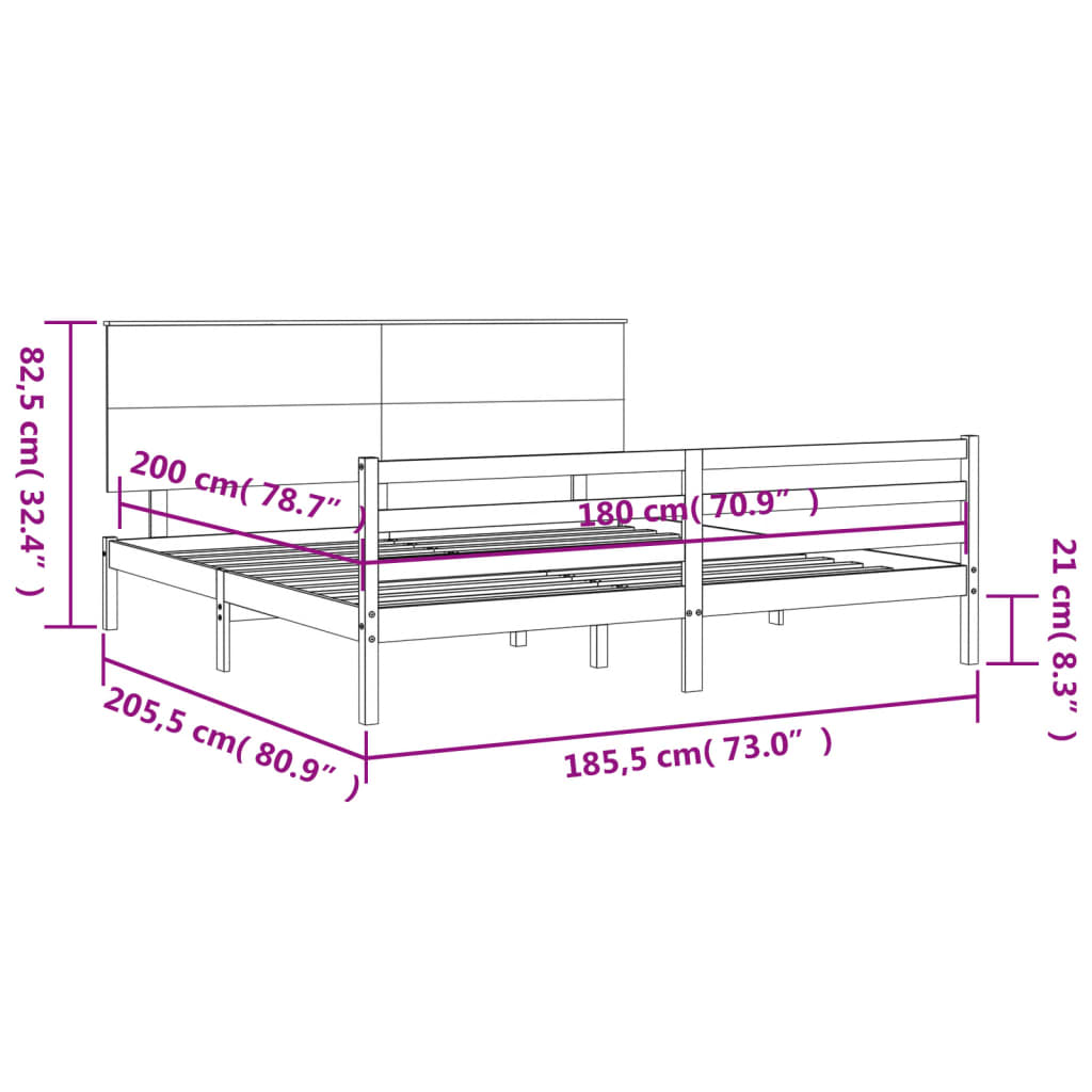 Bed Frame Without Mattress 183X203 Cm King Solid Wood