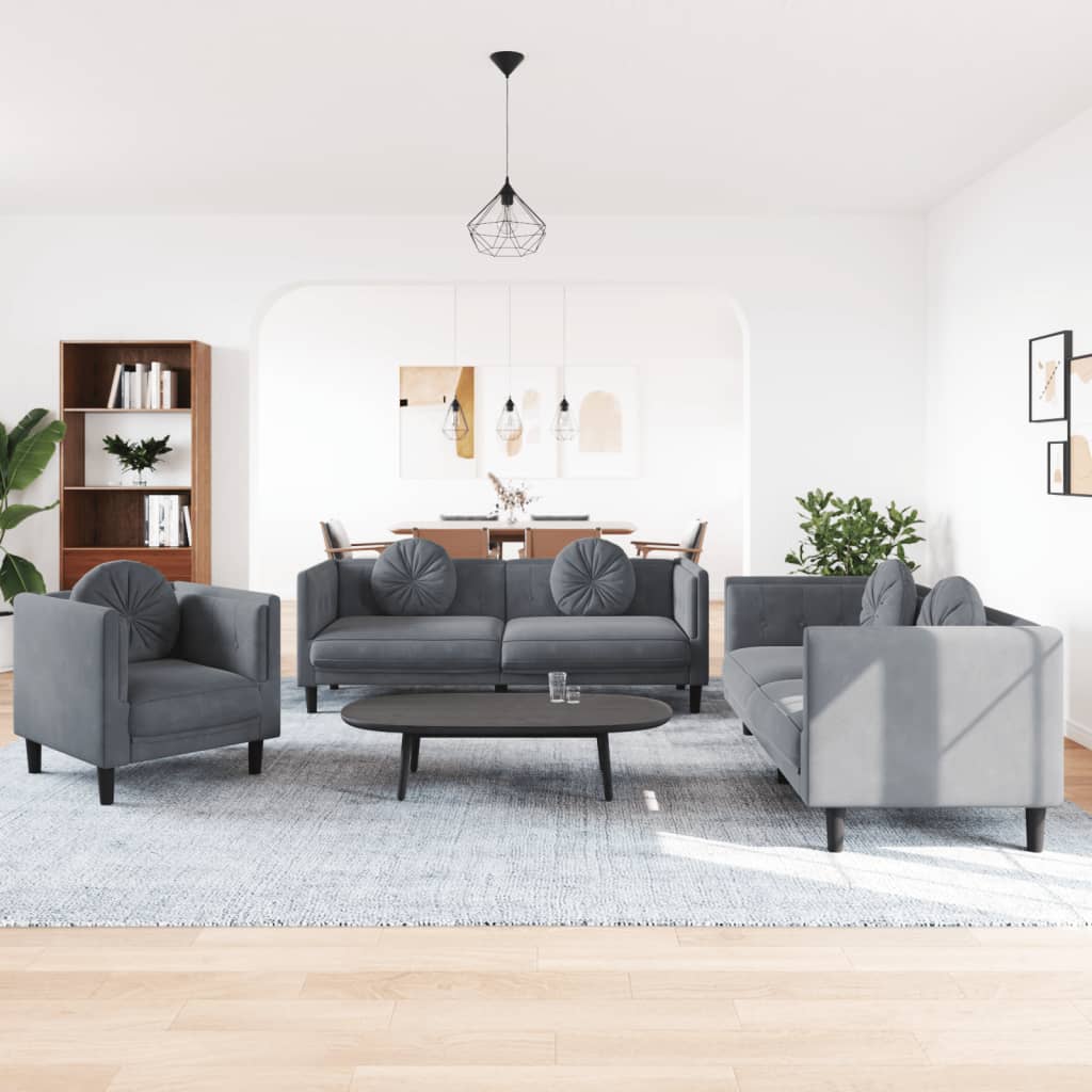 2 Piece Sofa Set With Pillows Velvet