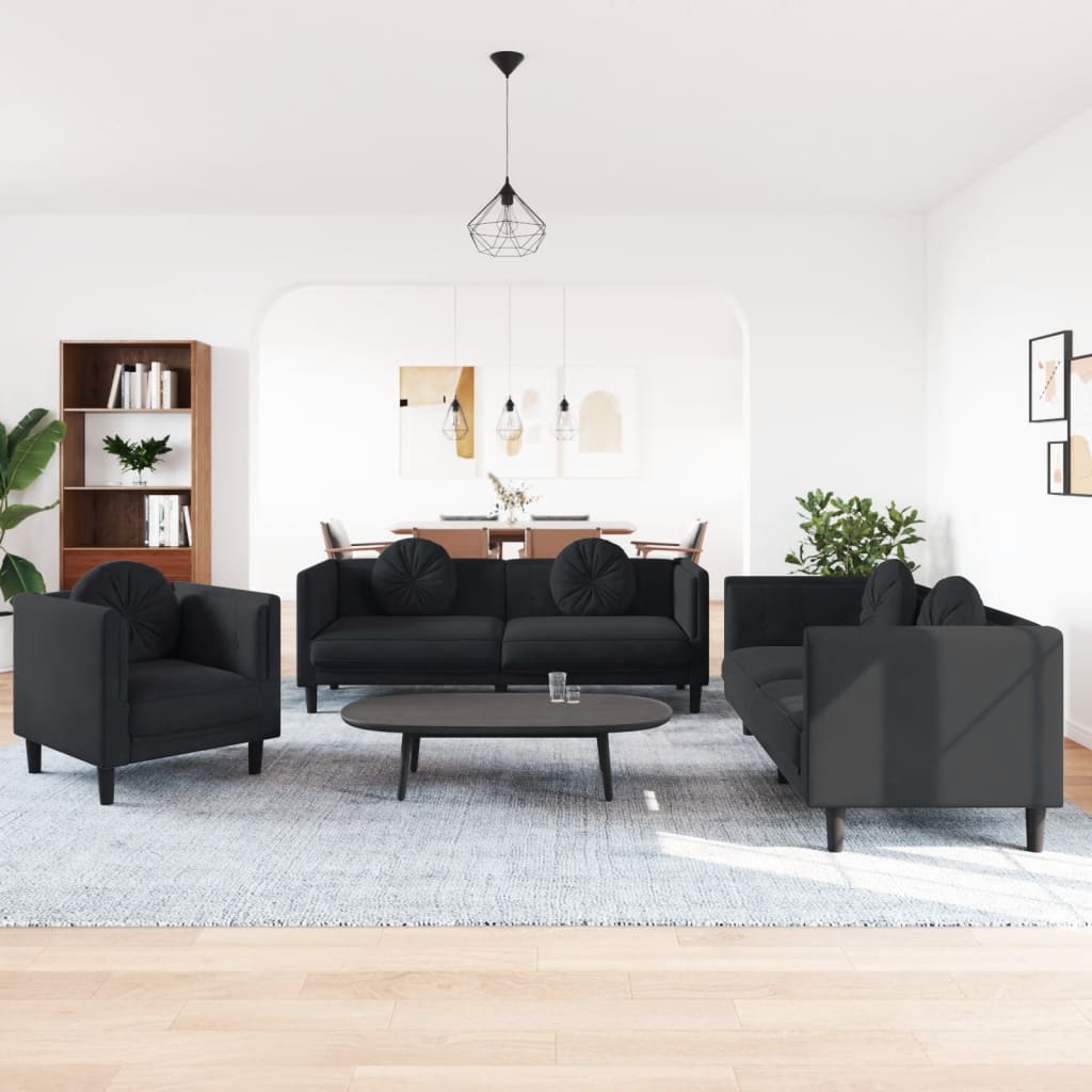 2 Piece Sofa Set With Pillows Velvet