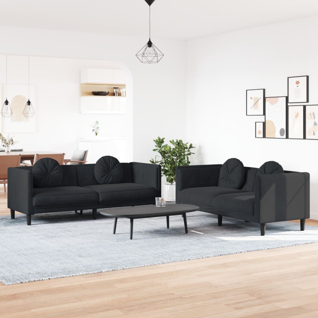 2 Piece Sofa Set With Pillows Velvet