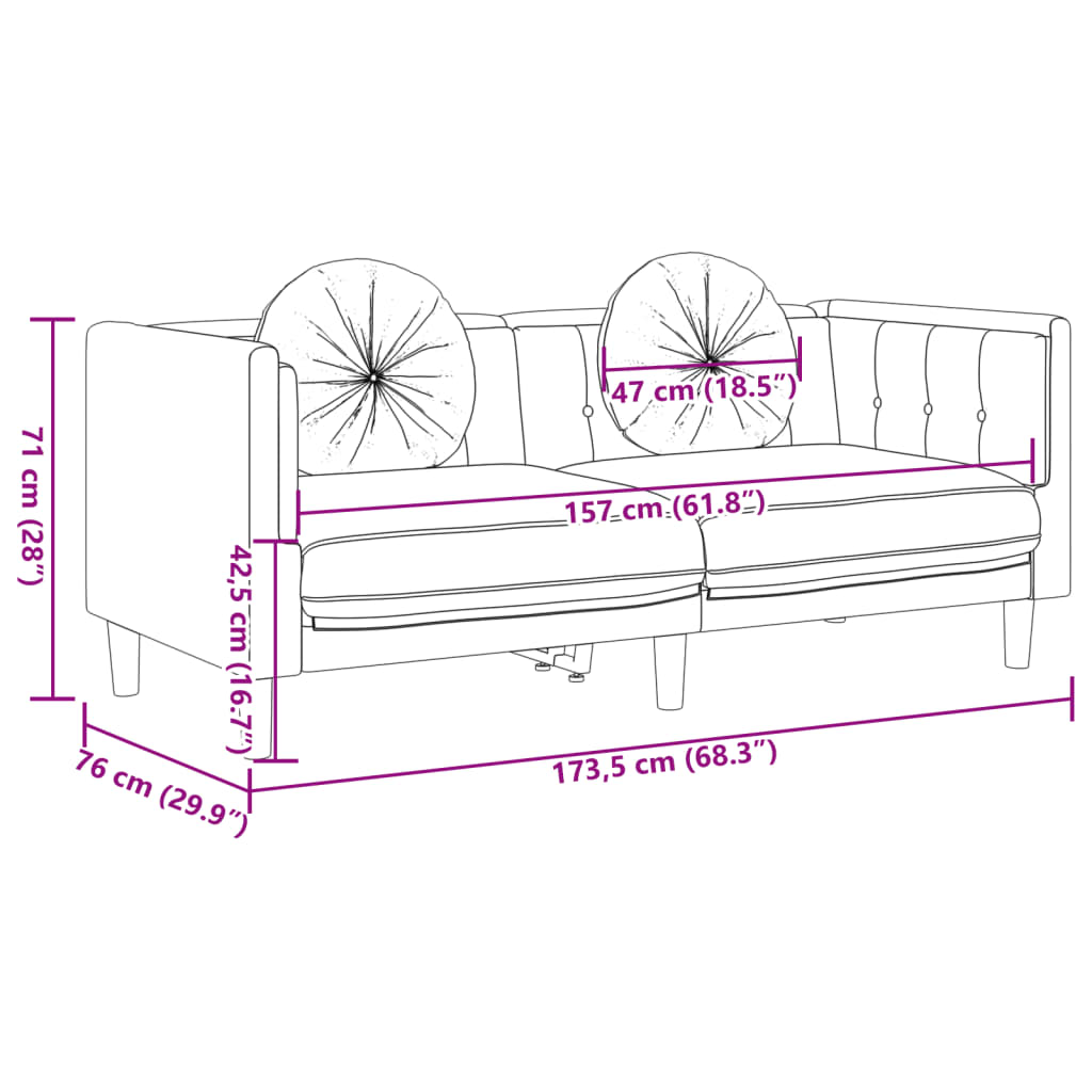2 Piece Sofa Set With Pillows Velvet