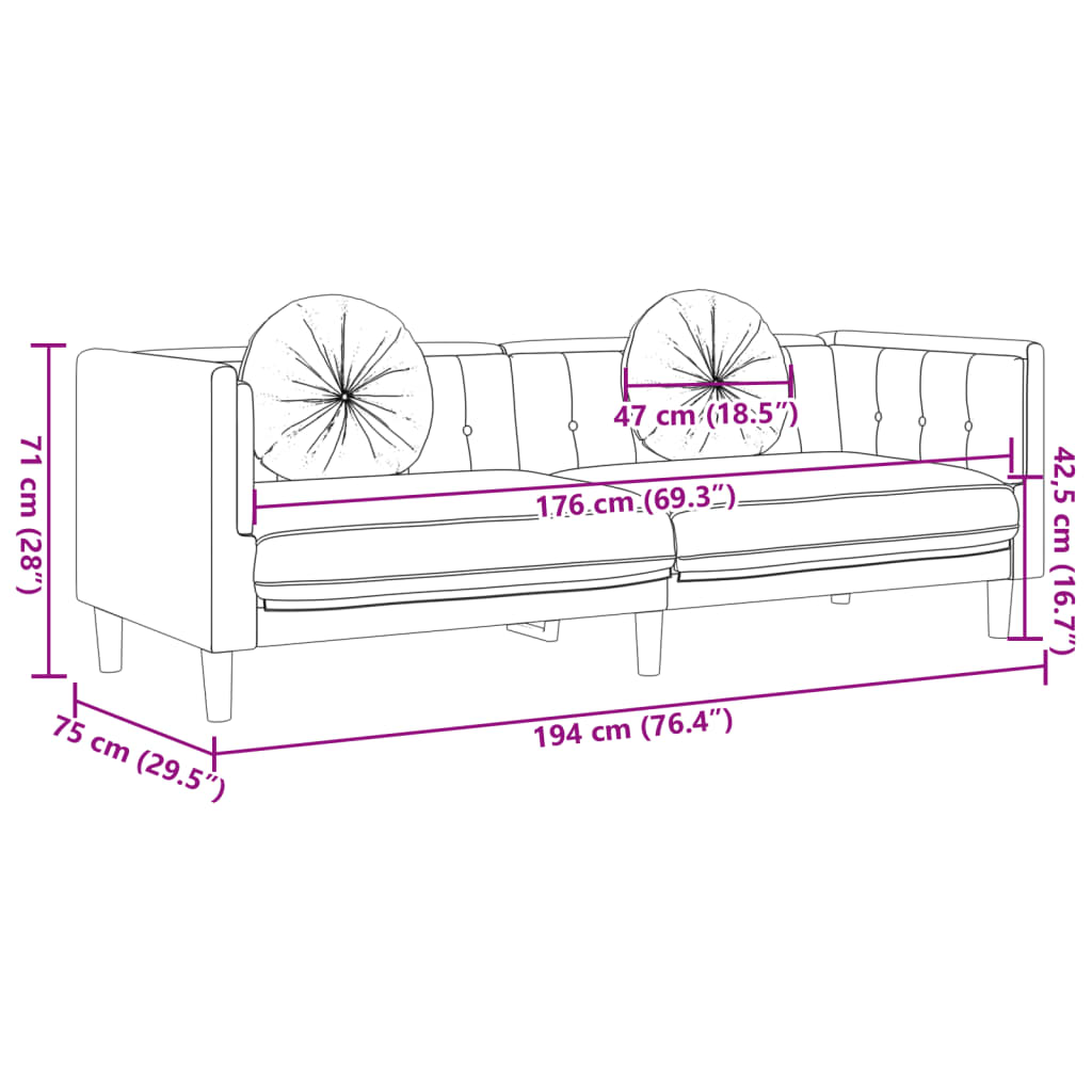 2 Piece Sofa Set With Pillows Velvet
