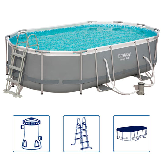 Bestway Power Steel Swimming Pool Set Oval 488X305X107 Cm