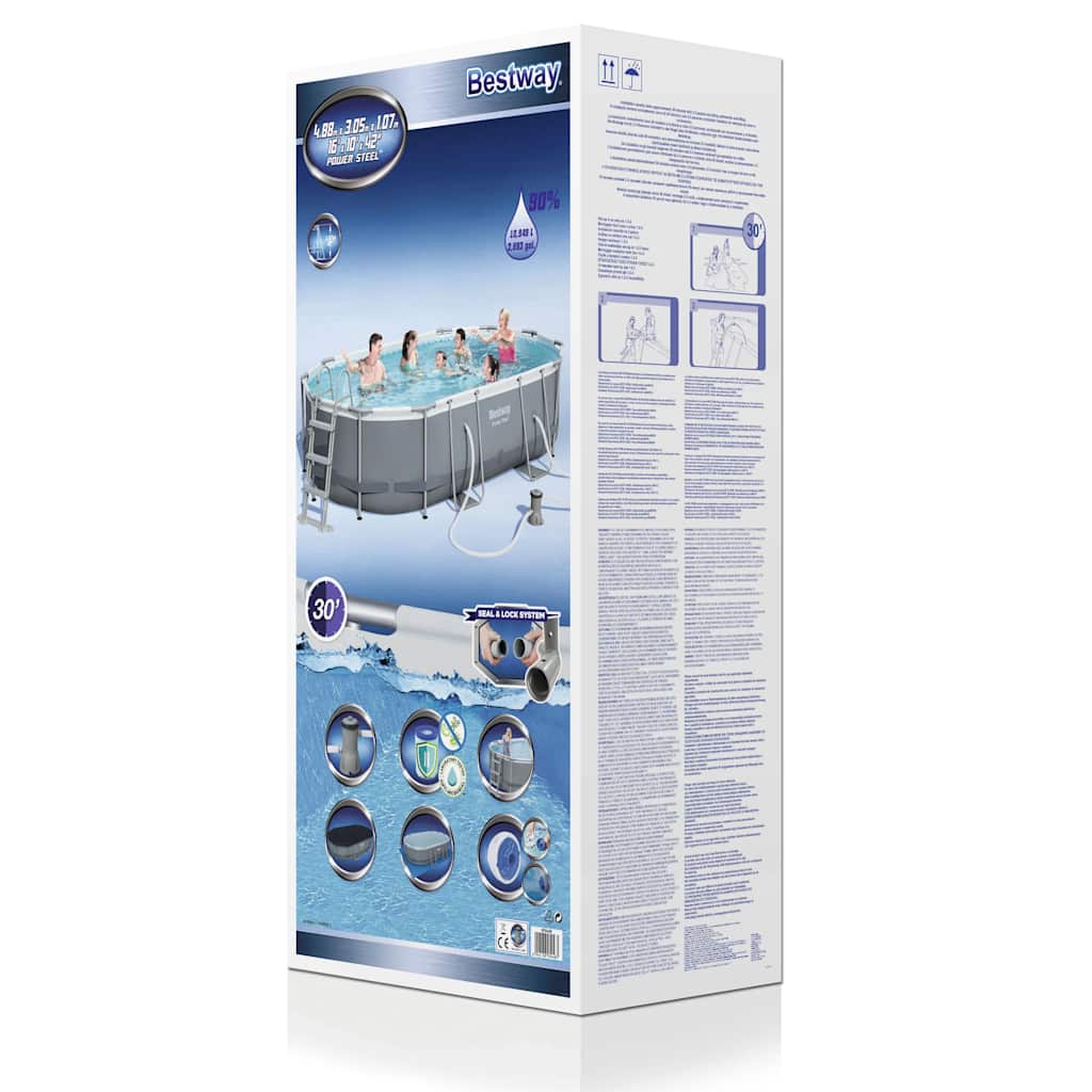 Bestway Power Steel Swimming Pool Set Oval 488X305X107 Cm