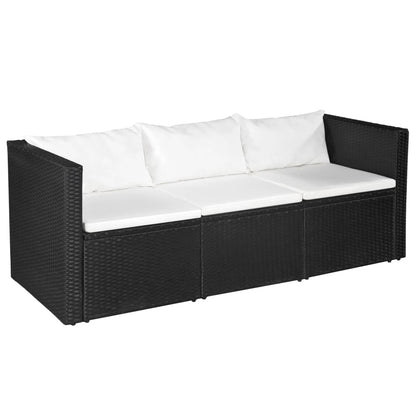 4 Piece Garden Lounge Set Poly Rattan Black And White