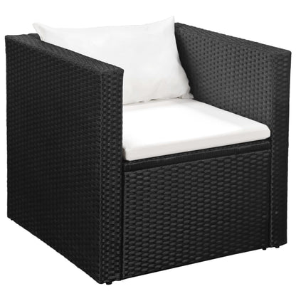 4 Piece Garden Lounge Set Poly Rattan Black And White