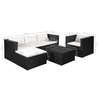 4 Piece Garden Lounge Set Poly Rattan Black And White