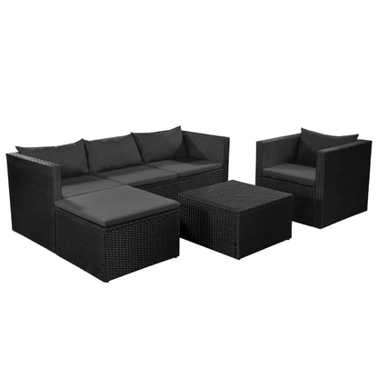 4 Piece Garden Lounge Set Poly Rattan Black And White