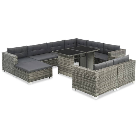10 Piece Garden Lounge Set With Cushions Poly Rattan