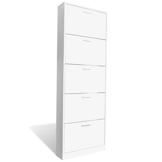 Wooden Shoe Cabinet With 5 Compartments