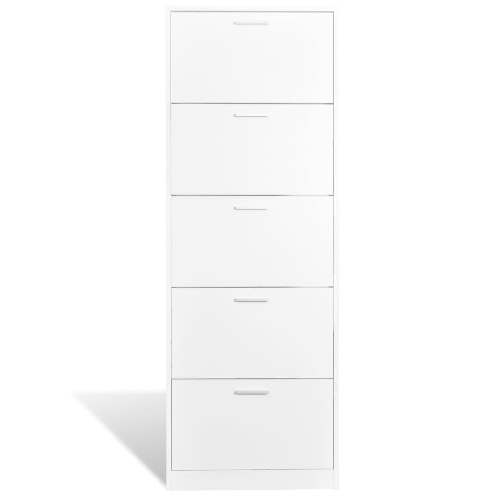 Wooden Shoe Cabinet With 5 Compartments