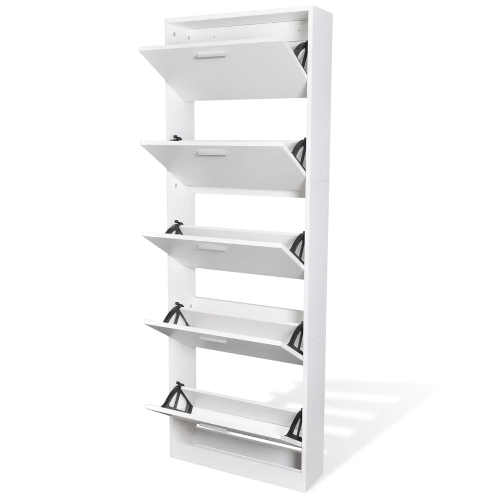 Wooden Shoe Cabinet With 5 Compartments