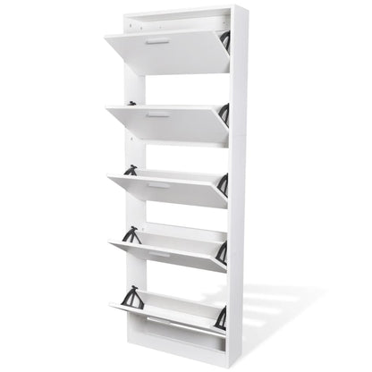 Wooden Shoe Cabinet With 5 Compartments