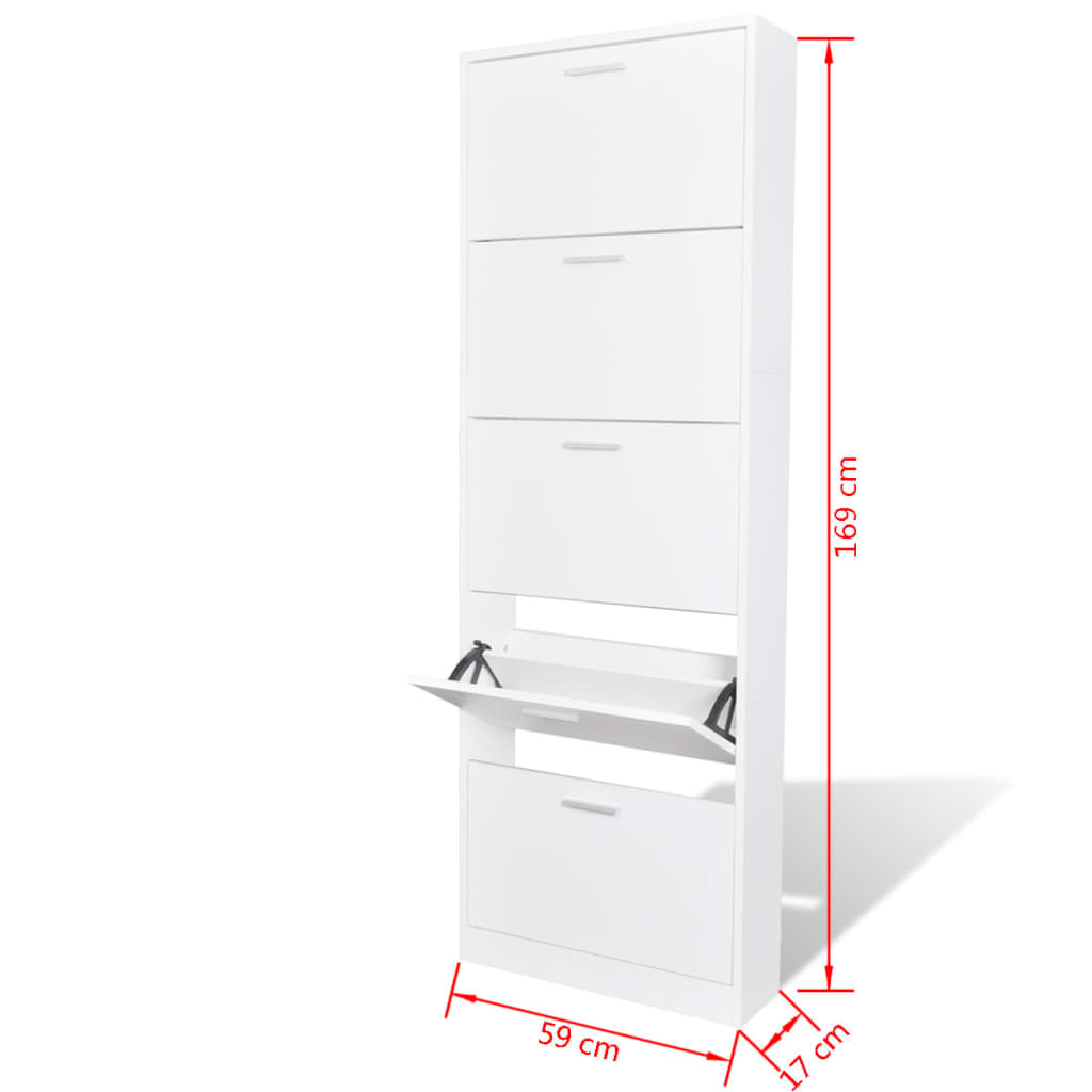 Wooden Shoe Cabinet With 5 Compartments