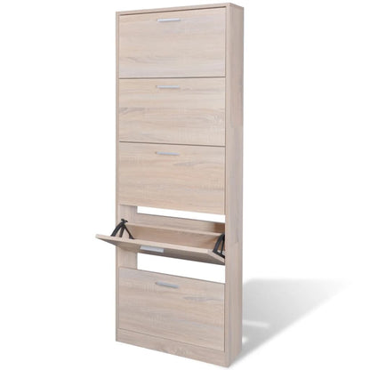 Wooden Shoe Cabinet With 5 Compartments