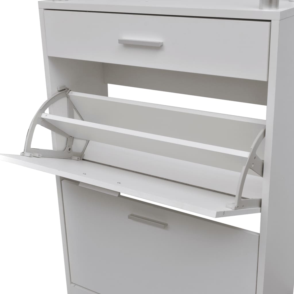 Shoe Cabinet With A Drawer And A Top Glass Shelf Wood