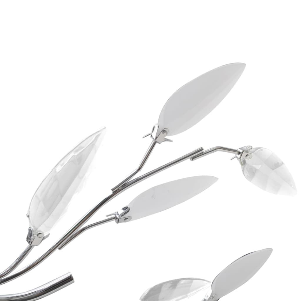 &White Ceiling Lamp Acrylic Crystal Leaf Arms 5 E14 Bulbs