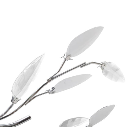 &White Ceiling Lamp Acrylic Crystal Leaf Arms 5 E14 Bulbs