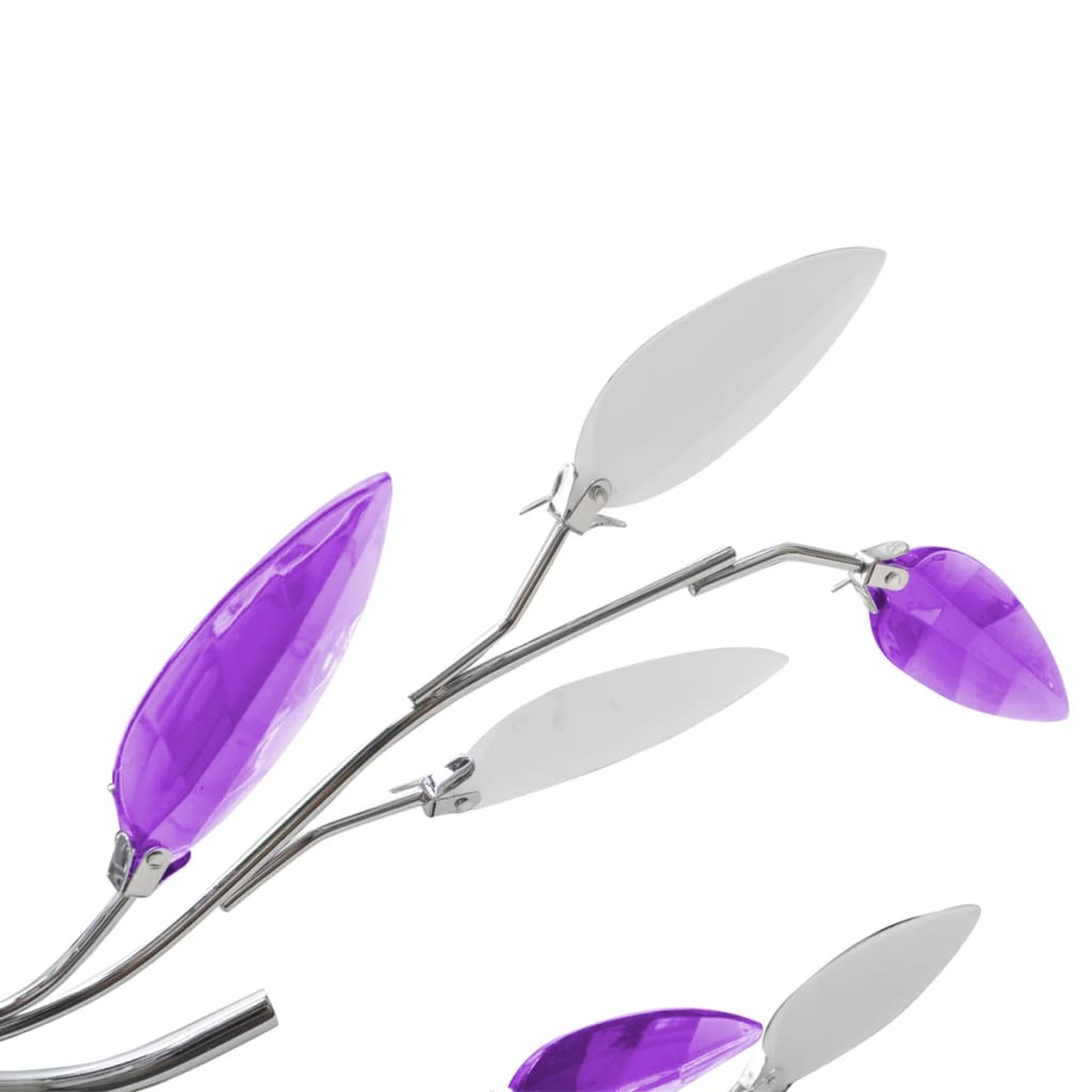 &White Ceiling Lamp Acrylic Crystal Leaf Arms For 5 E14 Bulbs