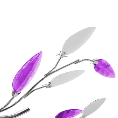&White Ceiling Lamp Acrylic Crystal Leaf Arms For 5 E14 Bulbs