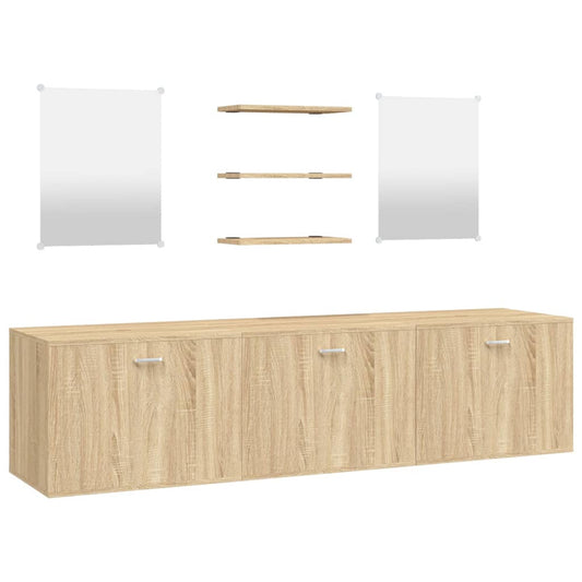 6 Piece Bathroom Furniture Set Engineered Wood