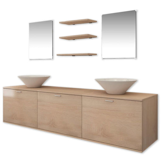 Eight Piece Bathroom Furniture And Basin Set