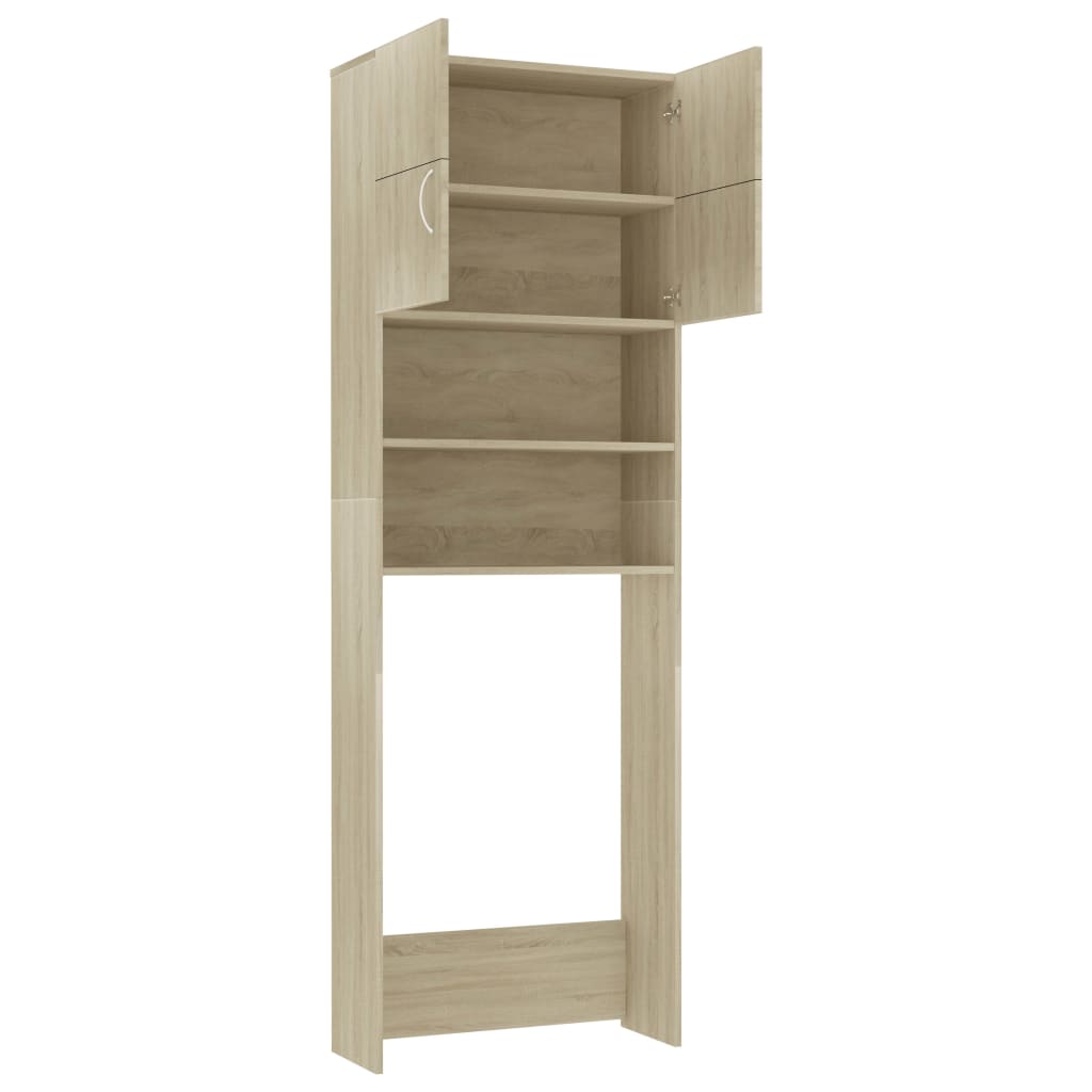 Washing Machine Cabinet Sonoma Oak 64X25.5X190 Cm Engineered Wood