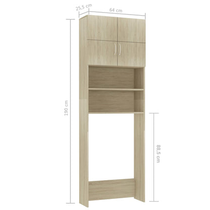 Washing Machine Cabinet Sonoma Oak 64X25.5X190 Cm Engineered Wood