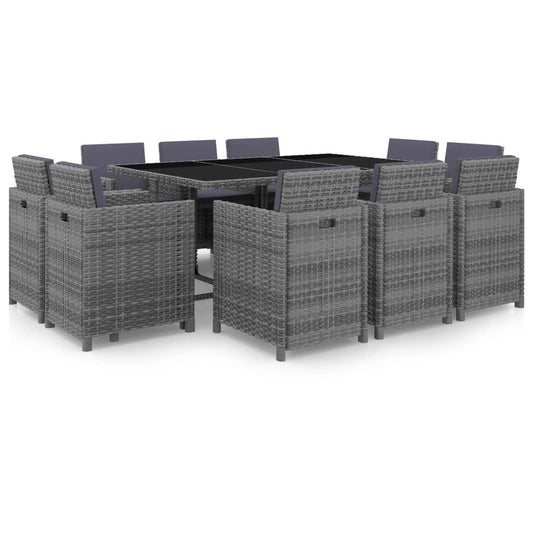 11 Piece Outdoor Dining Set With Cushions Poly Rattan