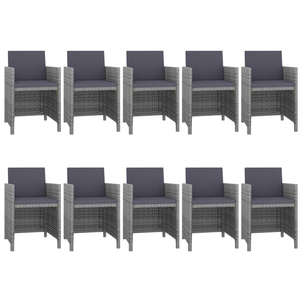 11 Piece Outdoor Dining Set With Cushions Poly Rattan