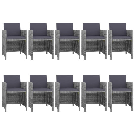 11 Piece Outdoor Dining Set With Cushions Poly Rattan