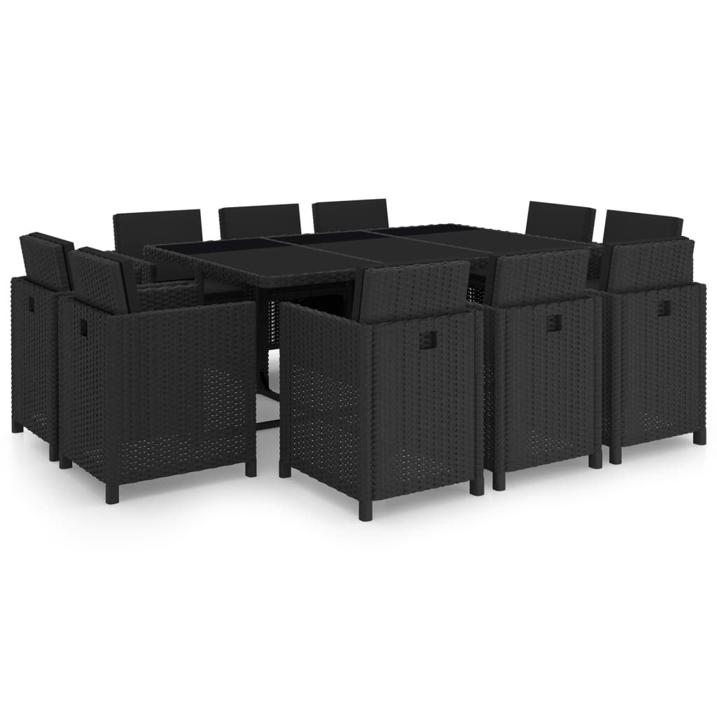 11 Piece Outdoor Dining Set With Cushions Poly Rattan