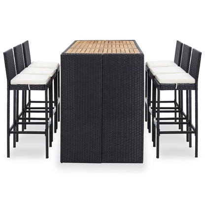 7 Piece Outdoor Bar Set With Cushions Poly Rattan