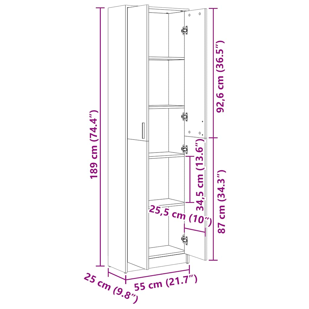 Hallway Wardrobe 55X25X189 Cm Engineered Wood