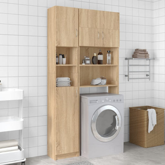 Bathroom Cabinet Sonoma Oak 32X25.5X190 Cm Engineered Wood