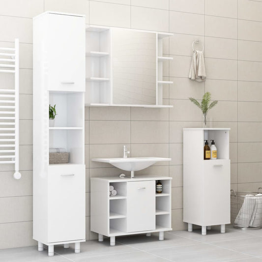 4 Piece Bathroom Furniture Set Engineered Wood