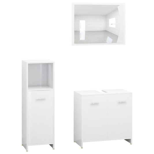 3 Piece Bathroom Furniture Set Engineered Wood