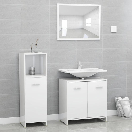 3 Piece Bathroom Furniture Set Engineered Wood